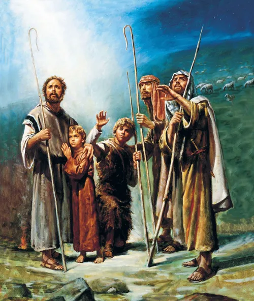 Shepherds looking up at the sky