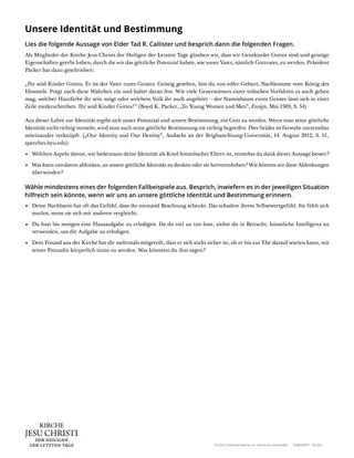Arbeitsblatt „Unsere Identität und Bestimmung“