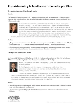 El matrimonio y la familia son ordenados por Dios