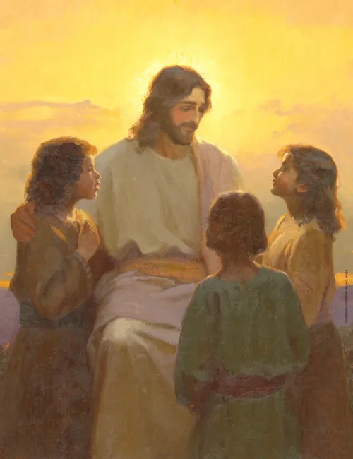 Page PDF of a painting of Jesus Christ with three children