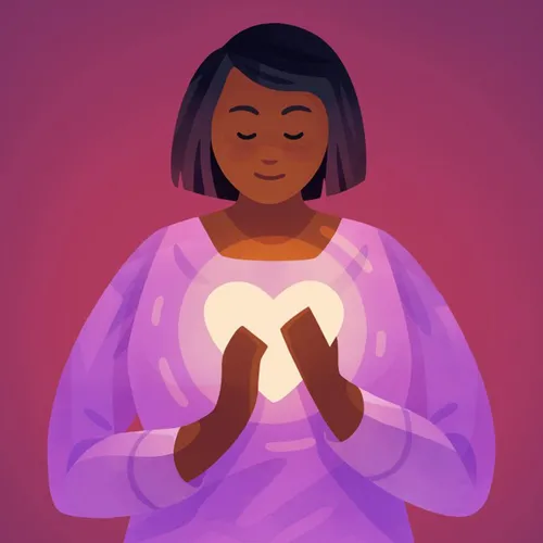 illustration of a woman holding a heart