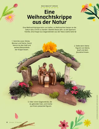 Artikel (PDF) einer Weihnachtskrippe aus Gegenständen aus der Natur