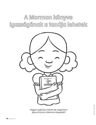 színező: Mormon könyvét átölelő lány