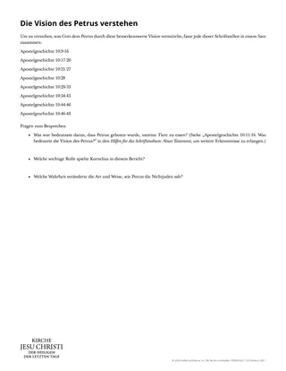 Arbeitsblatt: „Die Vision des Petrus verstehen“