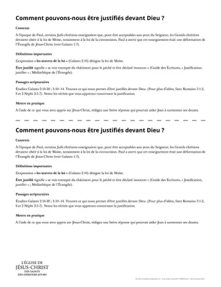Comment pouvons-nous être justifiés devant Dieu ? Document à distribuer