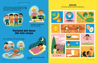 PDF della pagina con un’attività che mostra cibi sani da mangiare e attività fisiche
