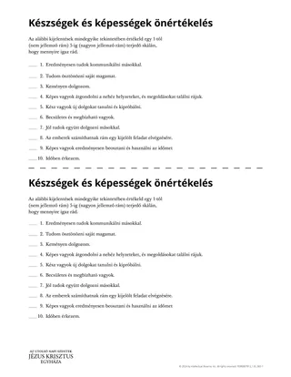 Készségek és képességek önértékelés