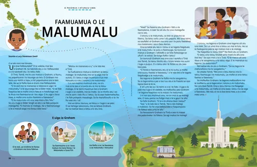 Atatusi o se faafanua o Vanuatu, o se tamaitiiti ataata, o le tamaitiiti ma lona aiga, ma se pasi o loo alu atu i se malumalu