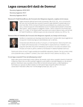 Legea consacrării dată de Domnul