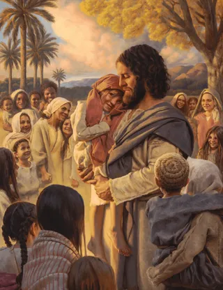 Tableau représentant Jésus-Christ avec des enfants