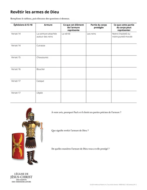 Revêtir les armes de Dieu – Document à distribuer