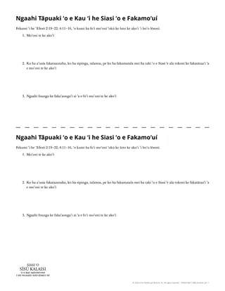laʻipepa tufa ko e Ngaahi Tāpuaki ʻo e Kau ki he Siasi ʻo e Fakamoʻuí