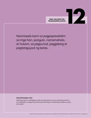 Poster ng Mga Saligan ng Pananampalataya