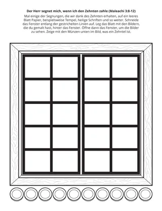 Seite mit der Aktivität für PV-Kinder: Der Herr segnet mich, wenn ich den Zehnten zahle