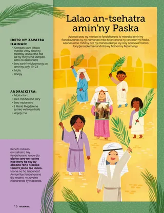 Pejy PDF izay misy fanehoana an-tsary ireo ankizy manao akanjo fitafy ao amin’ny Baiboly ary mihazona ravina sampan-kazo