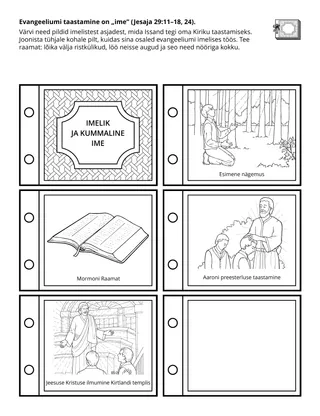 Algühingu tegevusleht: evangeeliumi taastamine on imepärane töö.