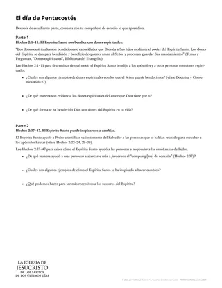 Volante El día de Pentecostés
