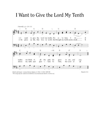 Music, I Want to Give the Lord My Tenth