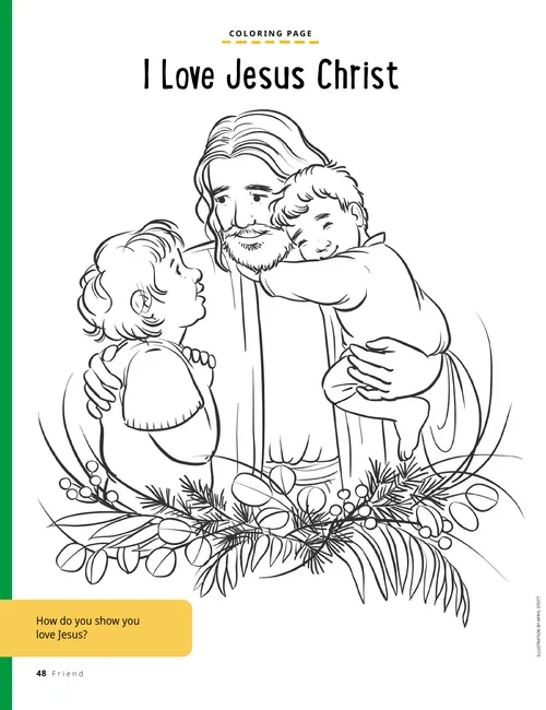 Coloring page PDF of Jesus Christ with two children