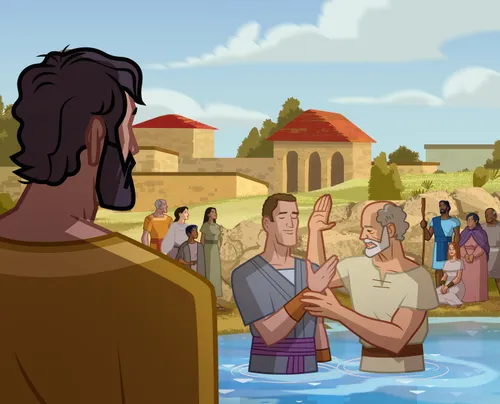 People being baptized.