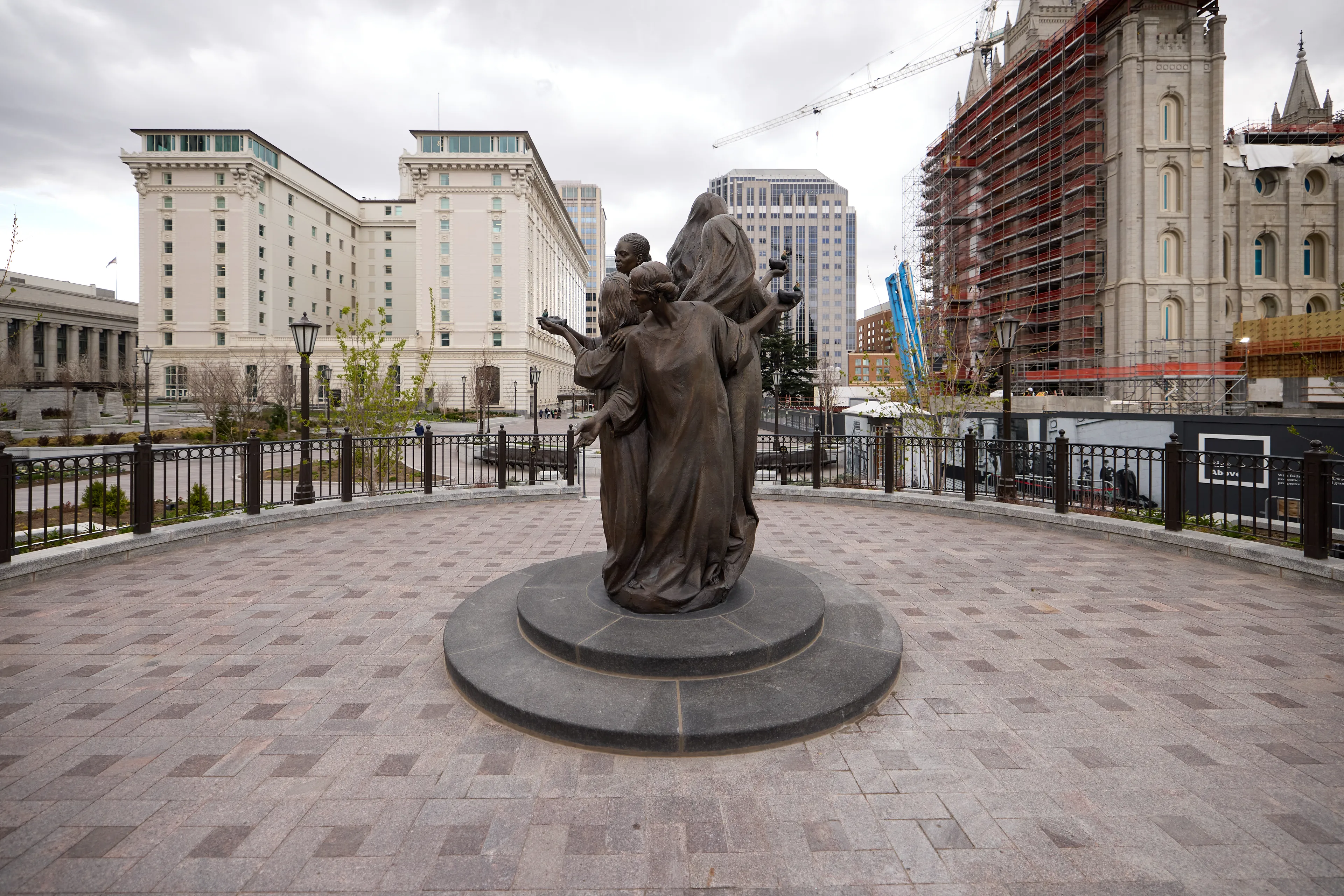 The “Five Wise Virgins” statue is the newest sculpture on Temple Square in Salt Lake City, Utah. It was installed on Monday, March 31, 2025.