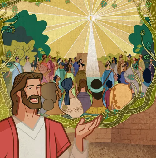 Jesus explaining that He will visit His other sheep in the Americas.