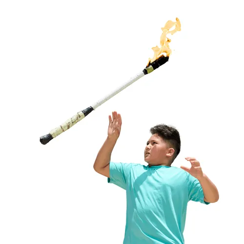 young man catching a torch