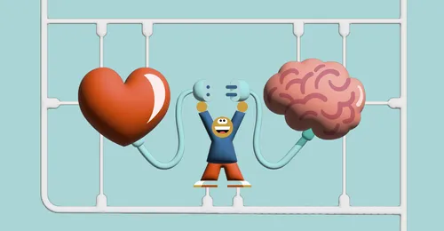 heart and brain connected by cables