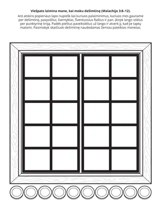 Pradinukų užduotėlių puslapis. Viešpats laimina mane, kai moku dešimtinę