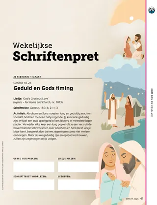 Pdf met illustraties van Abraham, Sara en baby Izak