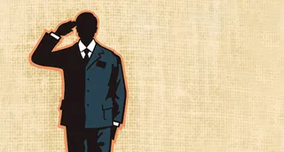 silhouette of missionary saluting