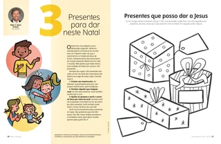 Página em PDF com uma atividade de colorir de presentes de Natal