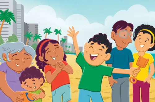 Margo and Paolo’s family on the beach