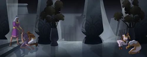 Ilustração do faraó chorando pela morte do filho