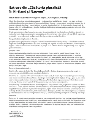 Extrase din „Căsătoria pluralistă în Kirtland și Nauvoo”.