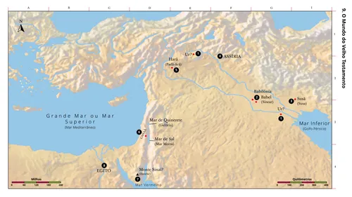 um mapa de onde ocorreram os acontecimentos do Velho Testamento