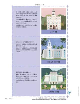 3枚の神殿カードのPDFページ