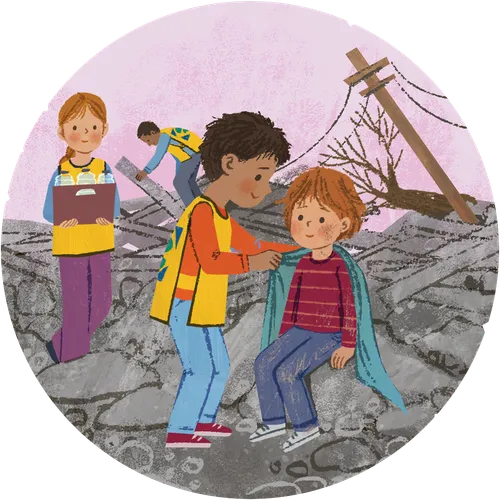 People helping others in need after a disaster