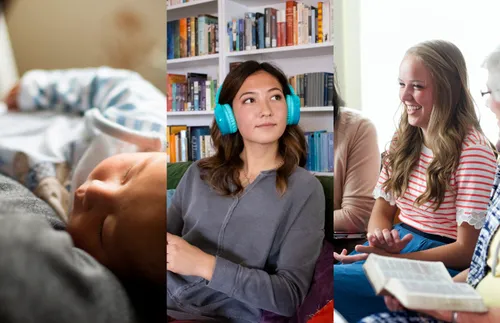 a composite image of young adults