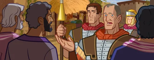 The centurion  asks some Jewish leaders to find Jesus.