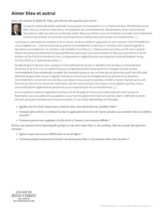 Document à distribuer « Aimer Dieu et son prochain »