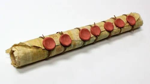 rolled up scroll with seven wax seals