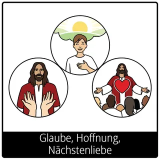 Symbol für Evangeliumsbegriff: Glaube, Hoffnung, Nächstenliebe