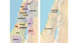 mapa ng Zebulon at Neftali at mapa ng Galilea