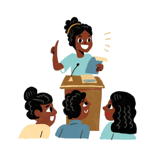 young woman at pulpit in church