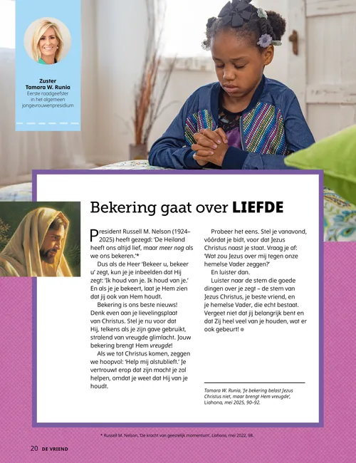 Pdf met foto van een biddend meisje, plus een hartjespatroonactiviteit