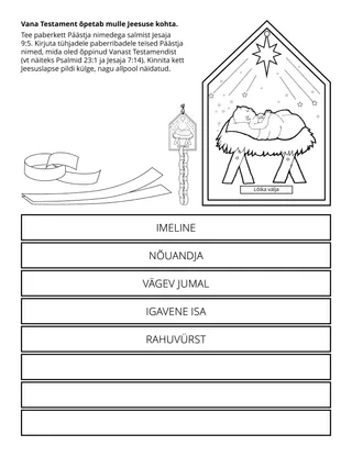 Algühingu tegevusleht: Vana Testament õpetab mulle Jeesuse kohta