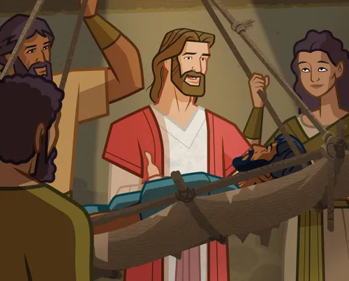 Jesus forgiving the man.