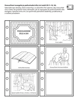 Stránka s činností pro Primárky: Znovuzřízení evangelia je podivuhodné dílo
