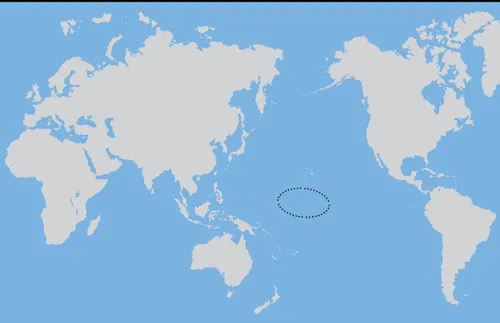 map of world with circle around Kiribati